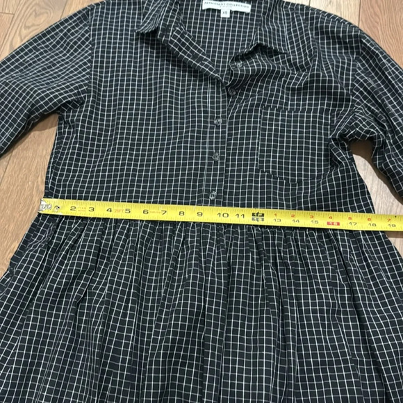 Plaid Black/White Long Sleeve button down oversize dress XS. Normcore aesthetic. - Picture 7 of 7